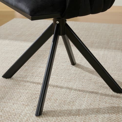 Sammet fåtölj set om 2 med 180° svängfunktion - kraftig ram, ergonomisk, sammetslen Black