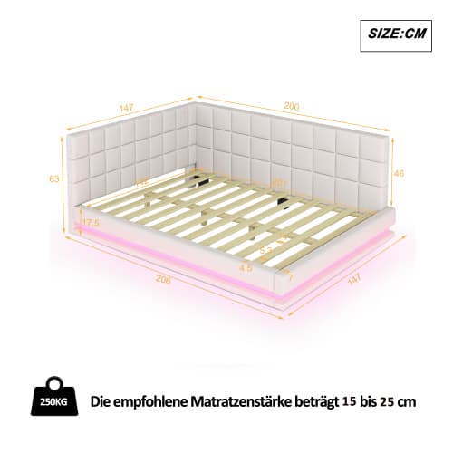 Dubbel bäddsoffa 140x200 - med LED & USB | Multifunktionssäng | Inkl. badkarshylla Beige