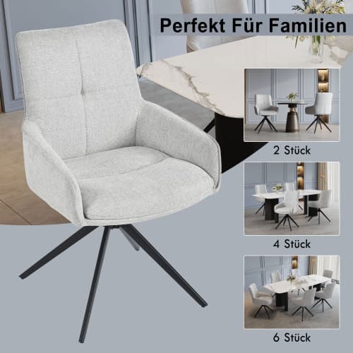 Vridbara stolar för matsal grå – Designade & extra vadderade – Höjdjusterbara fotstöd – Perfekt för köksbord Gray