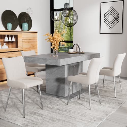 Sammetsmatstol, 2-pack, lyxig, vardagsrum, sovrum, loungestol med fyra silverfärgade metallben Grey
