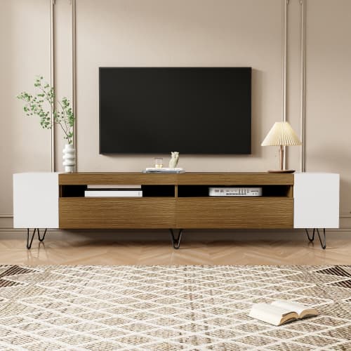 Modernt TV-skåp, vit och träoptik – längd 180 cm White