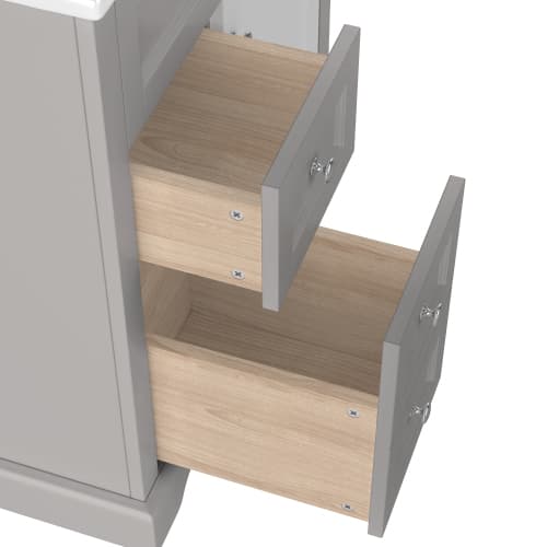 Badeværelsesskab 76x46x87cm grå - Med vask, fugtbestandig, soft-close skuffe & justerbar hylde Gray