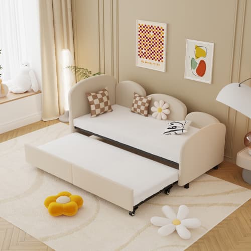 SOFTSEA Bäddsoffa med förvaring och sittdyna - Modern soffa för vardagsrum och barnrum Beige