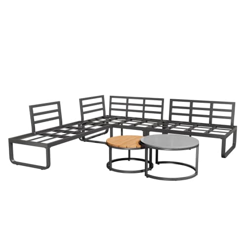 Trädgårdsmöbelset (4-5 sitsar), 2 stapelbara soffbord, galvaniserad järnram, bekväma trädgårdsmöbler Grey