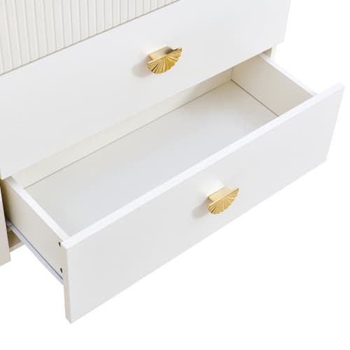 Skänk 120x40x75 cm med 6 lådor - Vit/Guld, MDF & stål, för vardagsrum & sovrum White
