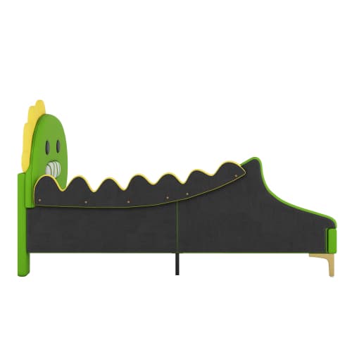Grön dinosauriesäng 90x200 cm | Lekfull platt säng Green