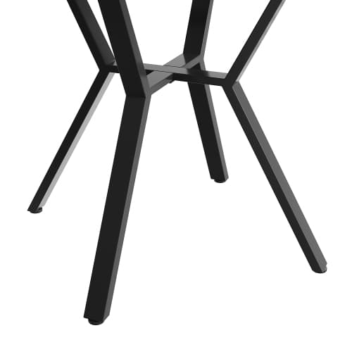 Rundt spisebord 100 cm, marmorlook & sort X-stel, moderne sofabord, stabilt, til stuen Black white