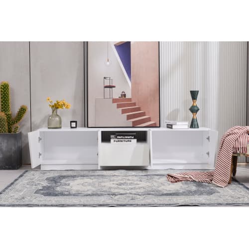 Modernt TV-skåp 170 cm. Diagonal patchwork-stil. White