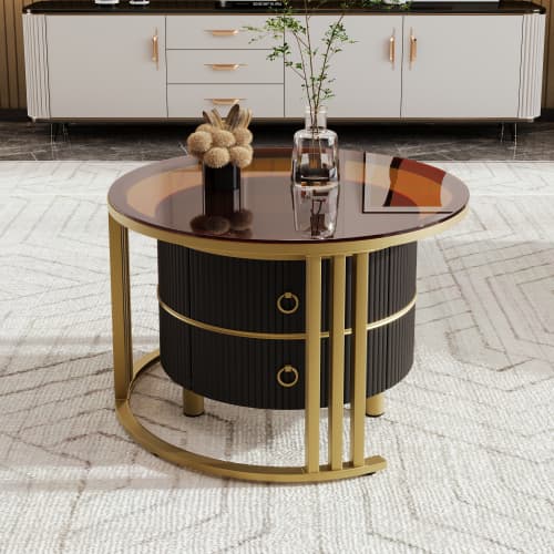 Komplett set soffbord + sidobord – kombination, 45 cm & 40 cm höjd – låda ingår Black