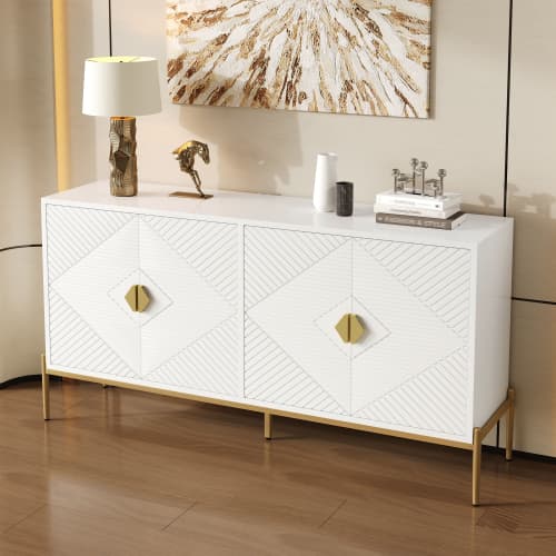 Skænk 162x80cm, Moderne opbevaringsskab & kommode, Alsidig til stue & spisestue White