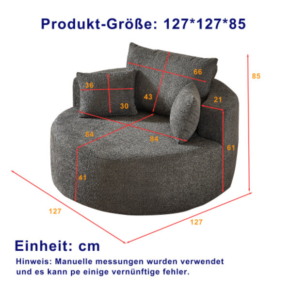 Fåtölj i chenille, ingen montering krävs, fluffig gungstol för vardagsrum & sovrum, modern & bekväm Grey