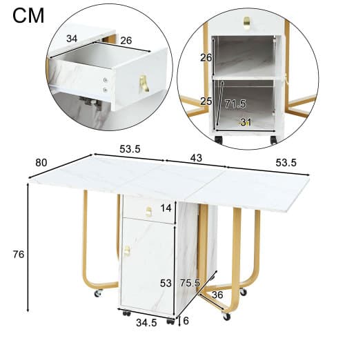 Matsalsgrupp (set, 150×80×76cm matbord med 4 stolar), hopfällbart köksbordset, matrumsstol i linne White