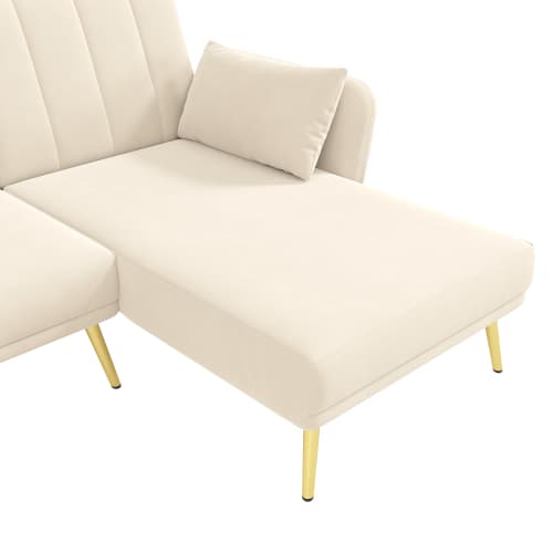 Modern L-formad fällbar soffa, hörnsoffa med sovfunktion & extra hörn, för vardagsrum, gästrum och hemmabio Beige