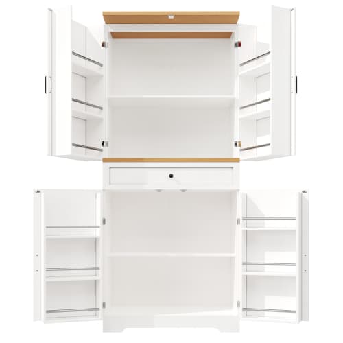 Moderne snackskab med 12 rum, buffetskab 80x180cm til køkken & stue, opbevaringsskab White