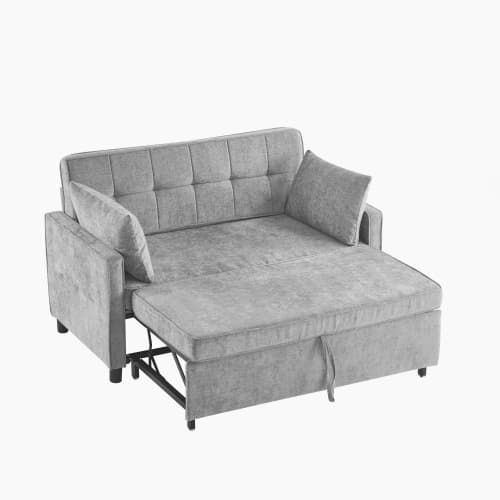 Premium bäddsoffa med sovfunktion – tvåsits med justerbart ryggstöd och högkvalitativt Chenille-överdrag Antique Gray
