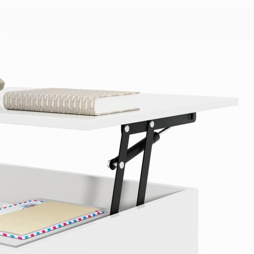【Højglans hvidt sofabord】Med LED-belysning & glasplade, moderne sidebord med opbevaringsplads White