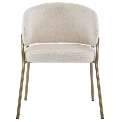 Set med 4 sammetsstolar, matrumsstolar i vitt och guld, moderna designstolar med lammsammet och guldiga ben, sprayguld White
