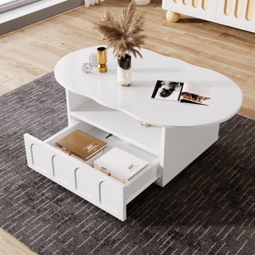 Molnigt soffbord med lådor – Modern design för ditt vardagsrum White