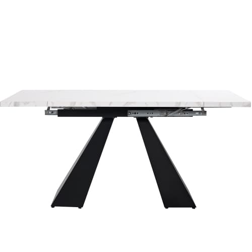 Modernt teleskopiskt matbord med kolonnben – utdragbart multifunktionsbord (99–159 × 74 cm) i vitt White+Black