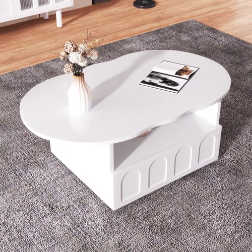 Molnigt soffbord med lådor – Modern design för ditt vardagsrum White