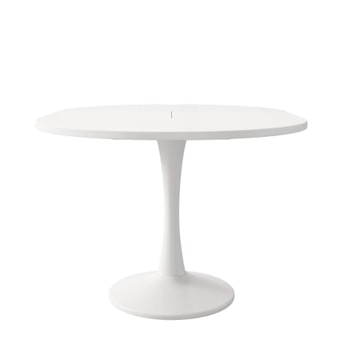 Utdragbart matbord, ovalt matbord, soffbord, längd 100/140 x bredd 100 x höjd 75 cm, modernt enkelt matbord, vit White