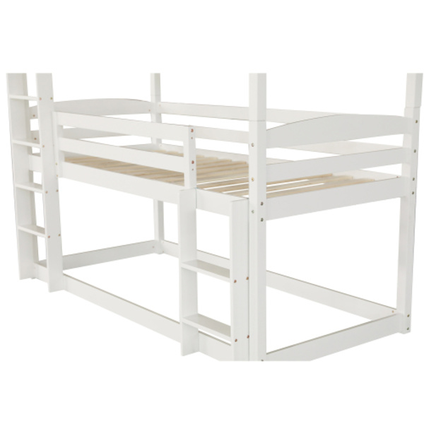 Vit trevåningssäng 90x200 cm | massiv trä barnsäng White
