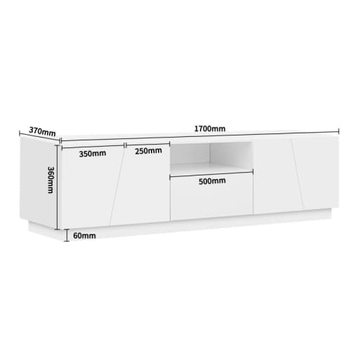 Modernt TV-skåp 170 cm. Diagonal patchwork-stil. White