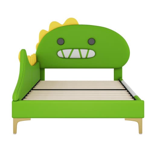 Grön dinosauriesäng 90x200 cm | Lekfull platt säng Green