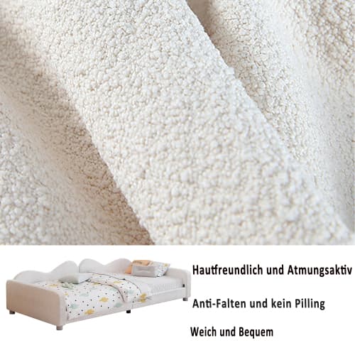 Vit Teddy Spjälsäng 90x200 cm - multifunktionell bäddsoffa med klädda stolar White