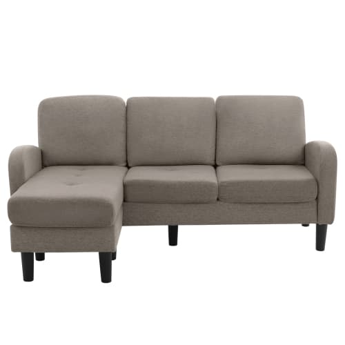 L-formad hörnsoffa med schäslong – modern 3-sitssoffa i bomullslinne som andas Antique Dark Grey
