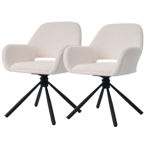 Vridbar, Sherpa-tyg, 2-set, Med handledare, Modern och enkel, Matsalsstol, Vit White
