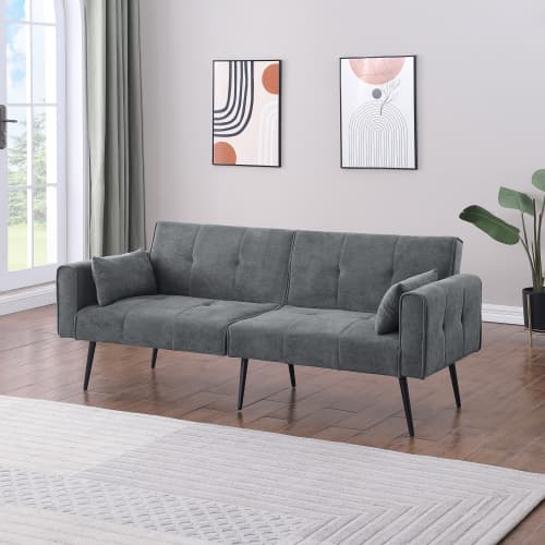 Foldbar sovesofa med justerbart ryglæn, futon som sofa og seng, til lejligheder og små rum Grey