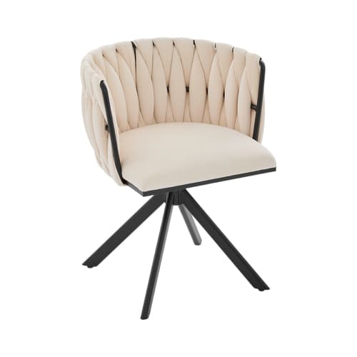 Sammet fåtölj set om 2 med 180° svängfunktion - kraftig ram, ergonomisk, sammetslen Ivory