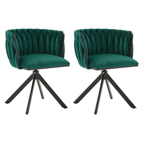 Sammet fåtölj set om 2 med 180° svängfunktion - kraftig ram, ergonomisk, sammetslen Emerald