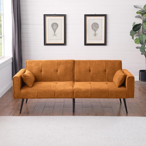 Futon Sovesofa 173cm Modulær & Foldbar, Polstret Til Små Rum, Komfortabel Sovesofa til Lejligheder orange