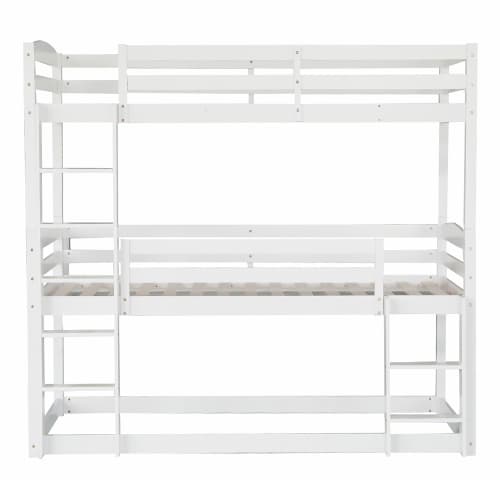 Vit trevåningssäng 90x200 cm | massiv trä barnsäng White