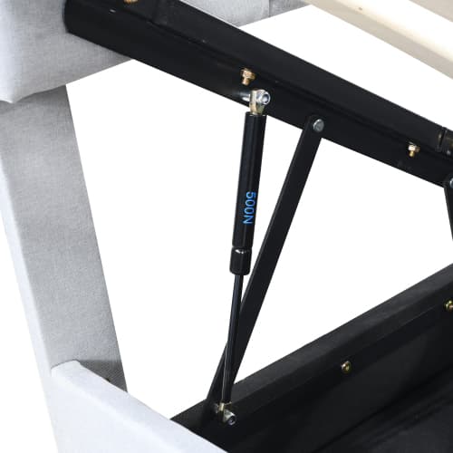 Grå designad sängram 90x200 cm - hydraulisk förvaringssäng med premium linnetyg Gray