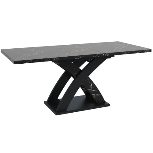 Udtrækbart spisebord 120-160 cm, til op til 6 personer, træbord i sort, alsidigt til køkken & balkon Black
