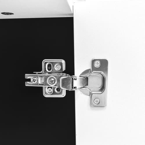 Högblank vit skänk (2 dörrar + 4 lådor) – enkel inredning i modern design – lättskött White+Black