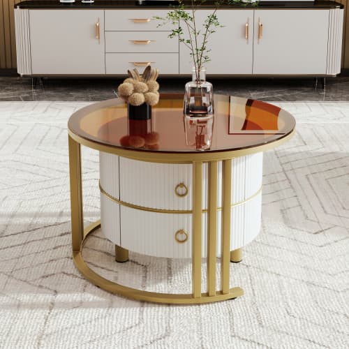 Komplett set soffbord + sidobord – kombination, 45 cm & 40 cm höjd – låda ingår White