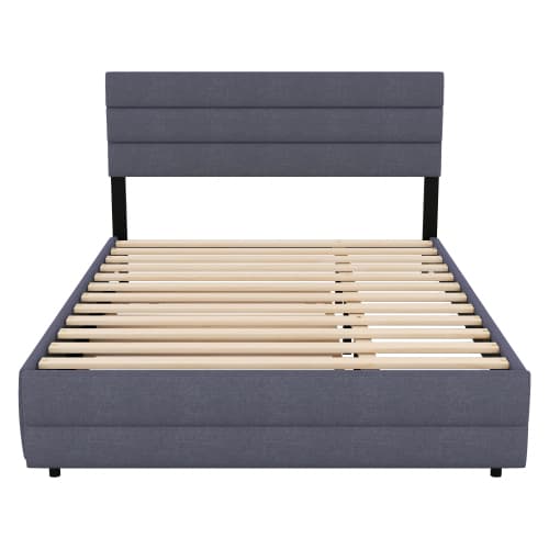 Grå 140x200 plattformssäng – Med 2 lådor & platsmaskin för maximal komfort Grey