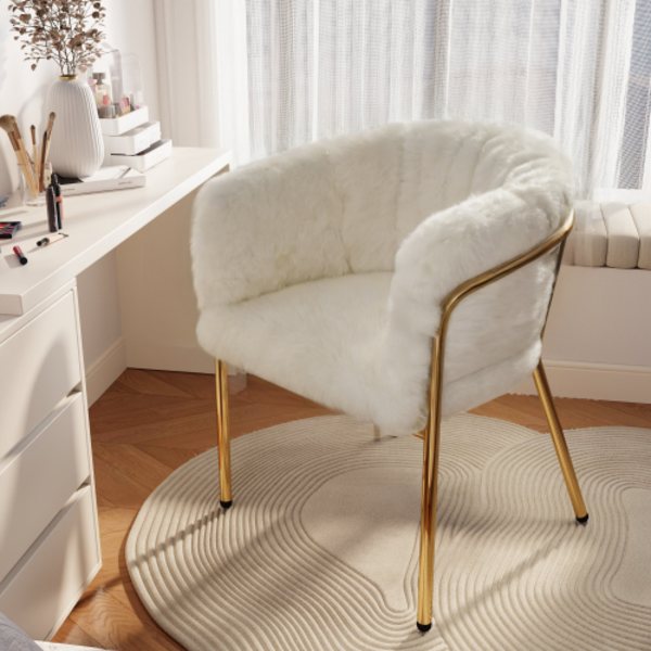 Fritidsstol, enkel, sminkstol, vardagsrum och sovrum, lätt lyx, matrumsstol, med fyra metallben Beige