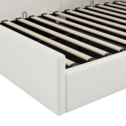 Vadderad dagbädd 140x200cm beige - Med praktisk förvaring, modern bäddsoffa & bekväm solbädd Beige