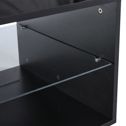 LED soffbord 105×50×36 cm - Högglansigt soffbord med LED-belysning & förvaring | Modernt vardagsrumsbord med ljusramp Black