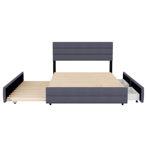 Grå 140x200 plattformssäng – Med 2 lådor & platsmaskin för maximal komfort Grey