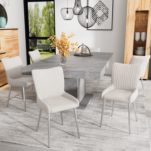 Sammetsmatstol, 2-pack, lyxig, vardagsrum, sovrum, loungestol med fyra silverfärgade metallben Grey