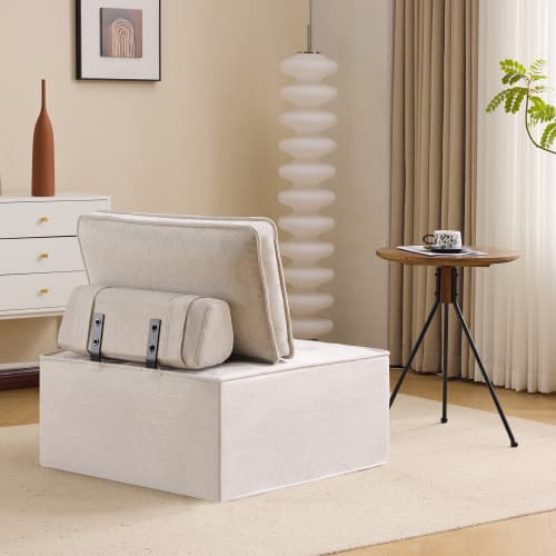 Enkel soffa & sittpuff kombination: Flexibel sittlösning för vardagsrum, sovrum, gästrum eller barnrum White