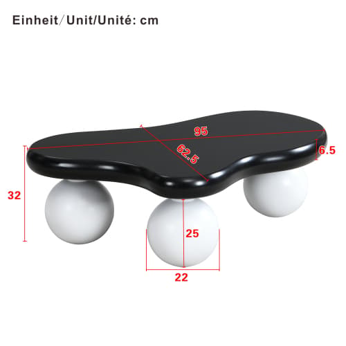 Cloud Style soffbord med LED-belysning – Modernt soffbord med 16 färger & runda ben Black + White