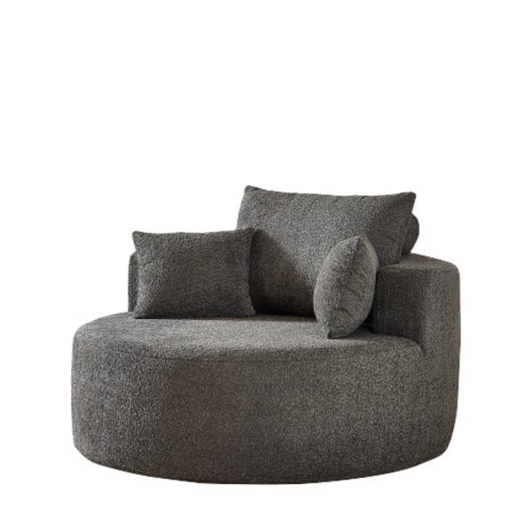 Fåtölj i chenille, ingen montering krävs, fluffig gungstol för vardagsrum & sovrum, modern & bekväm Grey