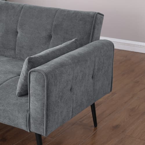 Foldbar sovesofa med justerbart ryglæn, futon som sofa og seng, til lejligheder og små rum Grey